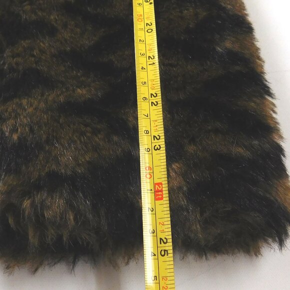 Size M  Faux Fur  Black Brown Chevon Hip Length Coat Size S Tribal Women's - Picture 8 of 8